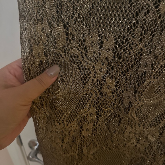 NWT-Vintage NAHDREE Lifestyle Gold Color Overlay Black  Silts Zipper Dress. 10. - Picture 3 of 8